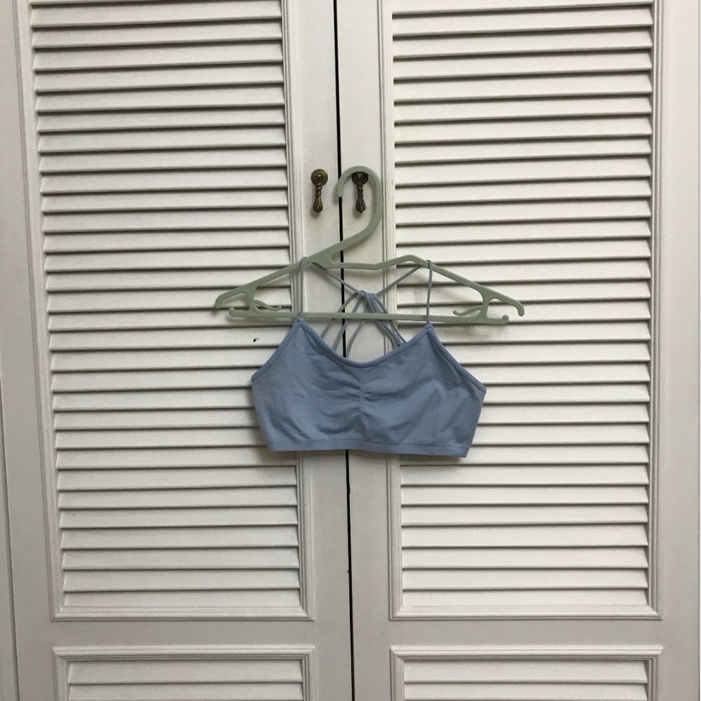 Baby Blue Strappy Bralette Volleyball Sports Bra